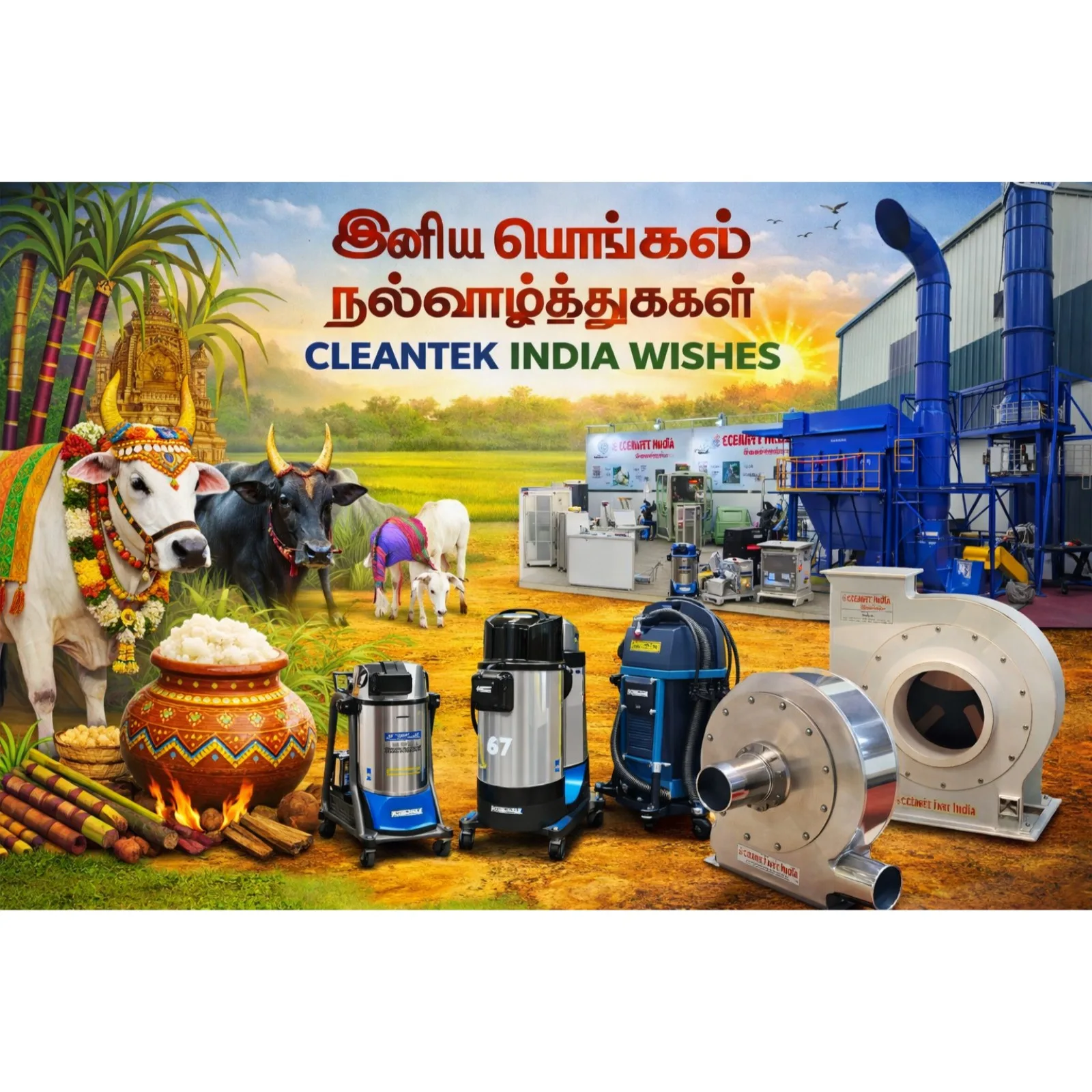 Cleantek India Pongal Wishes - இனிய பொங்கல் நல்வாழ்த்துக்கள்